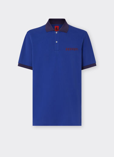 Ferrari Short-sleeved cotton polo shirt with Ferrari logo Antique Blue 48300f