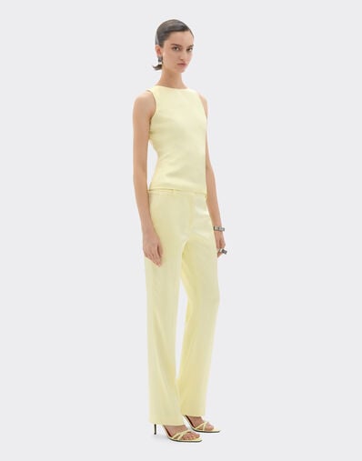 Ferrari Pantalon en satin stretch Jaune Iris 49933f