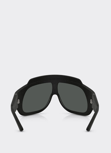 Ferrari Black Ferrari Limited Edition shield sunglasses in injected material and leather with dark grey lens Black F1581f