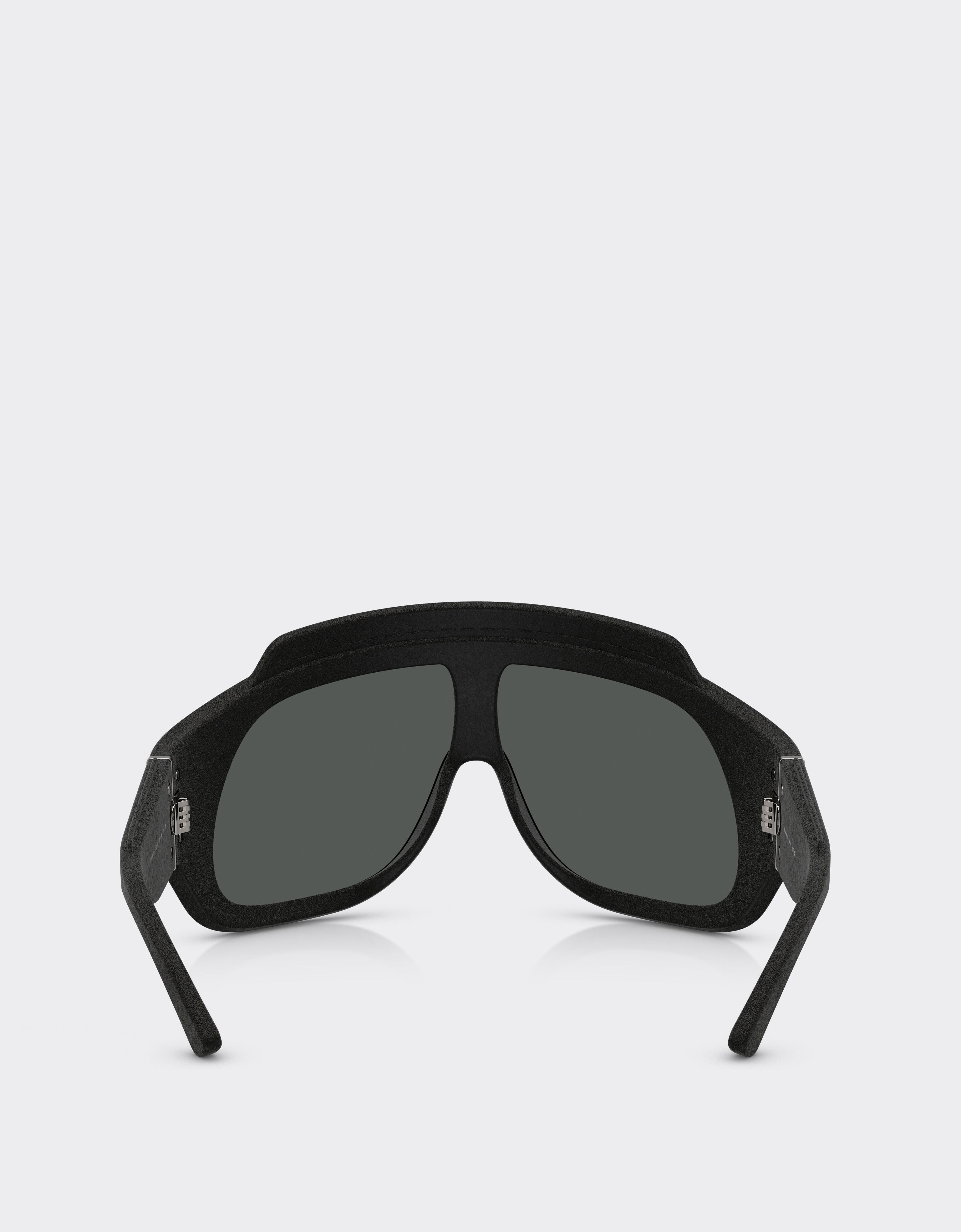 Ferrari Black Ferrari Limited Edition shield sunglasses in injected material and leather with dark grey lens Black F1581f