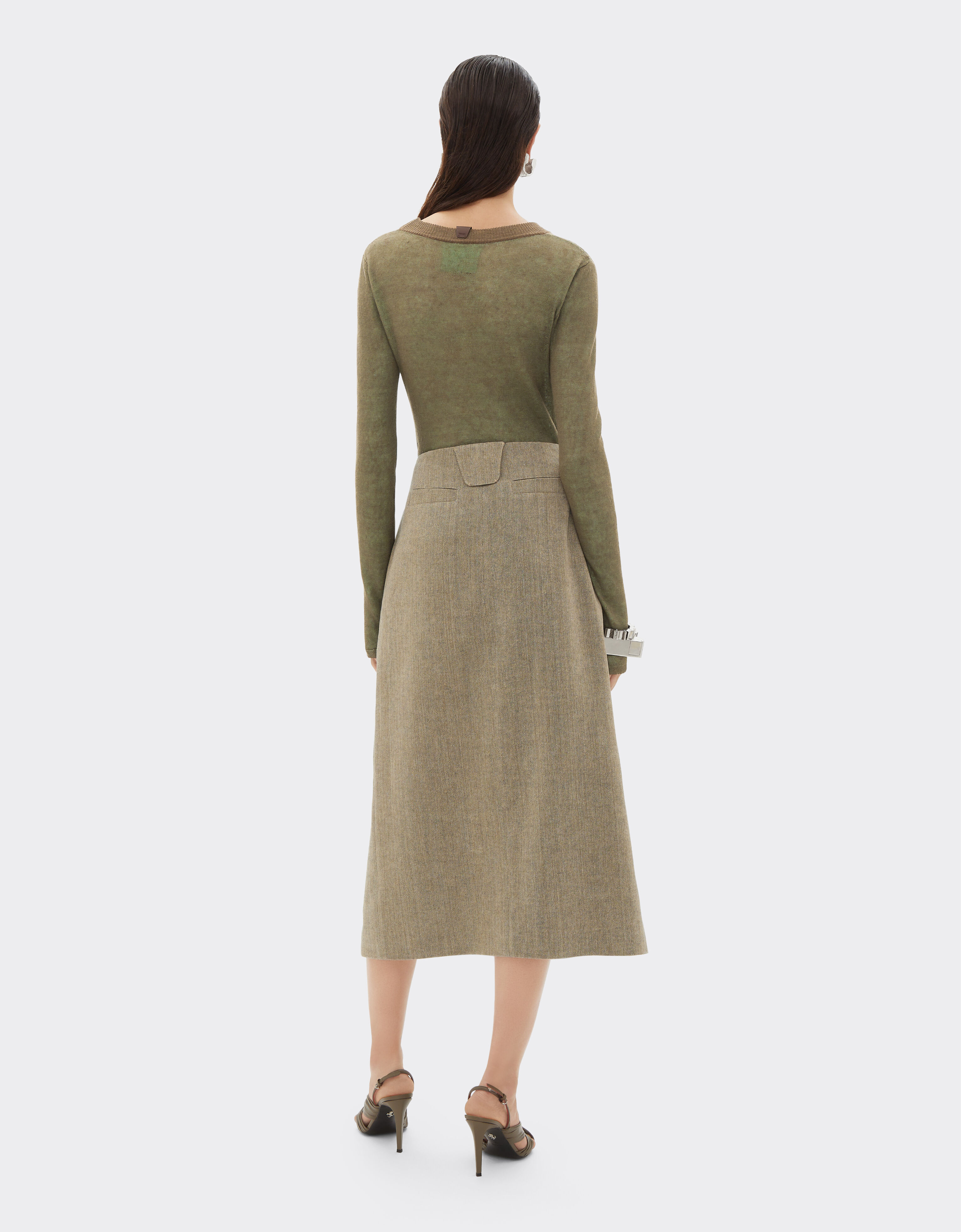 Ferrari Midi skirt in faded twill Khaki Green 50356f