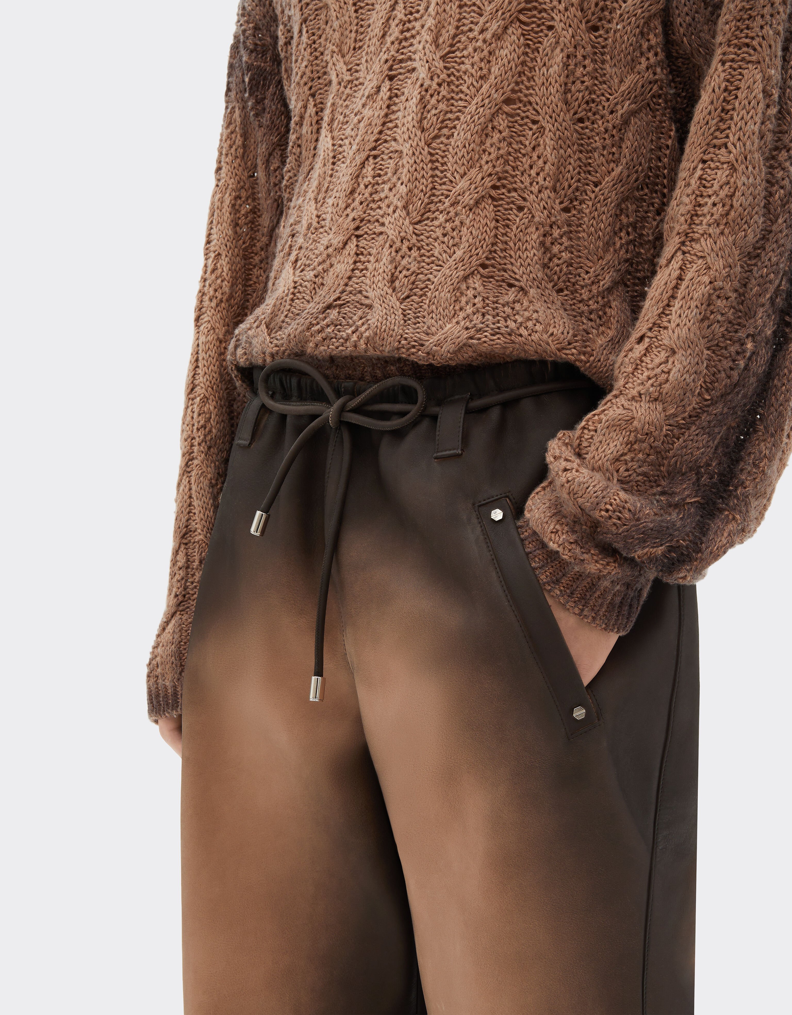 Ferrari Pantalon en cuir aérographié Marrone Scuro 51436f