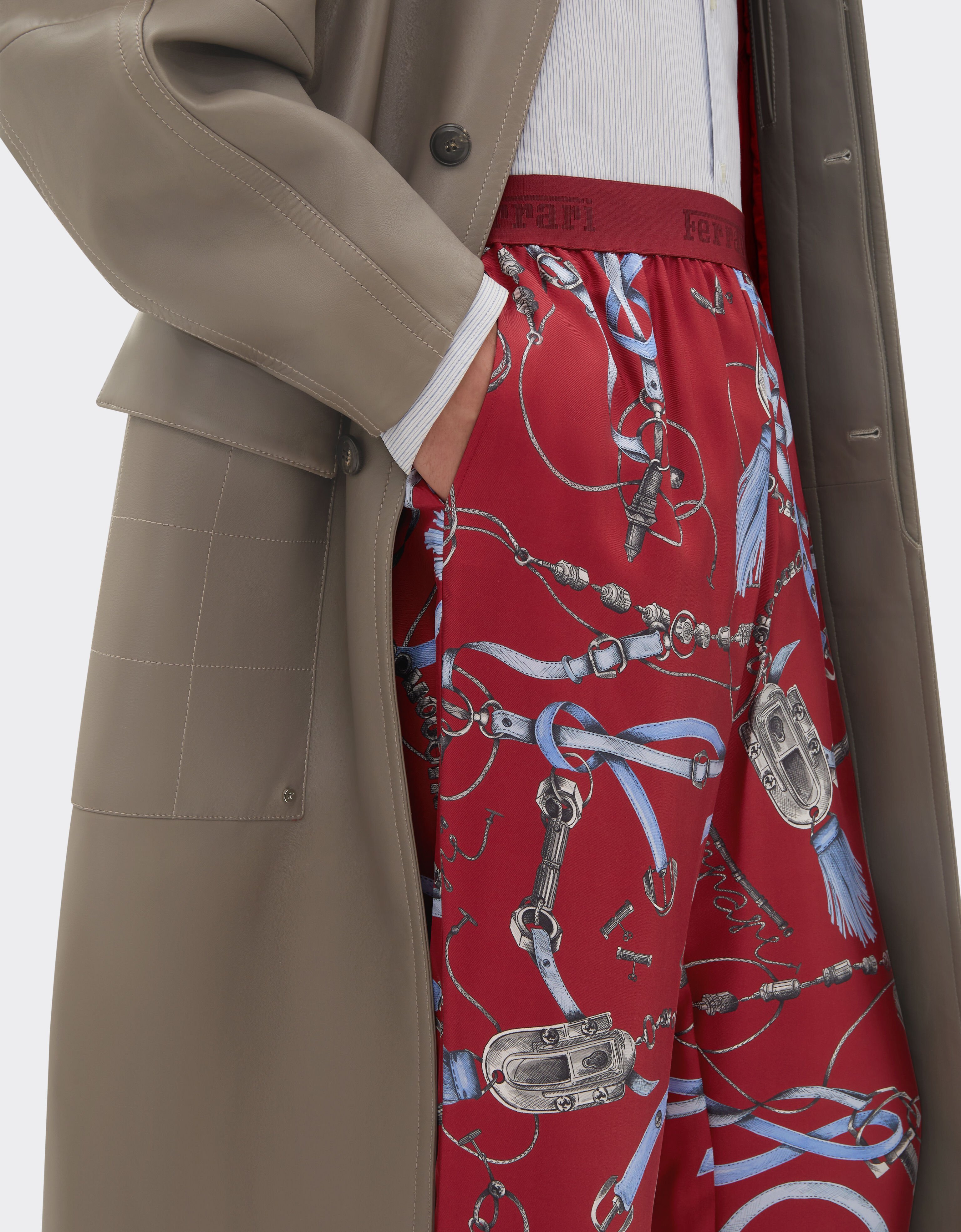 Ferrari Silk trousers with Ferrari Closet print Maison Red 50804f