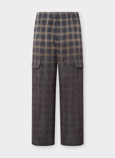 Ferrari Trousers in chiné check printed nylon Mahogany 22633f