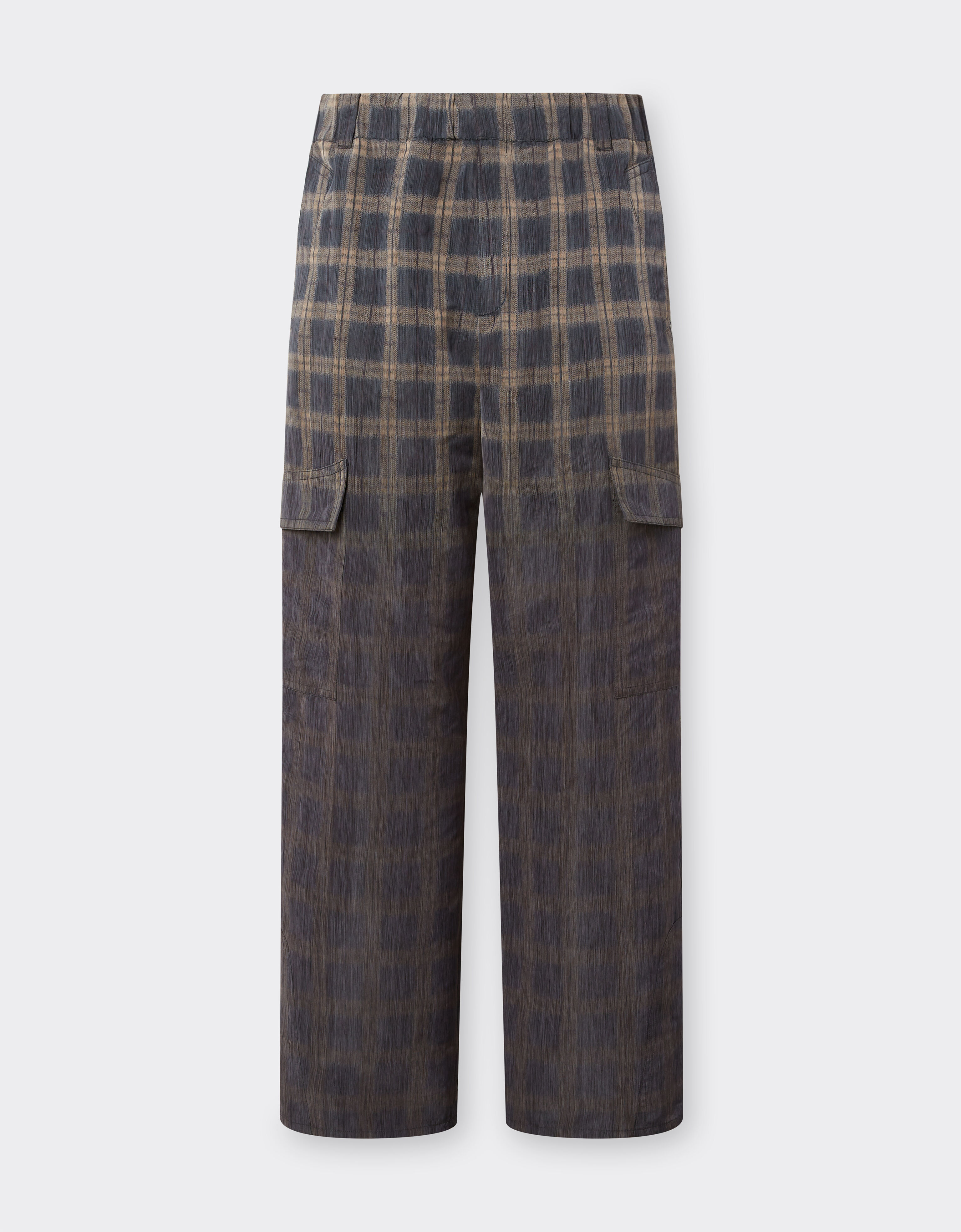 Ferrari Trousers in chiné check printed nylon Mahogany 22633f