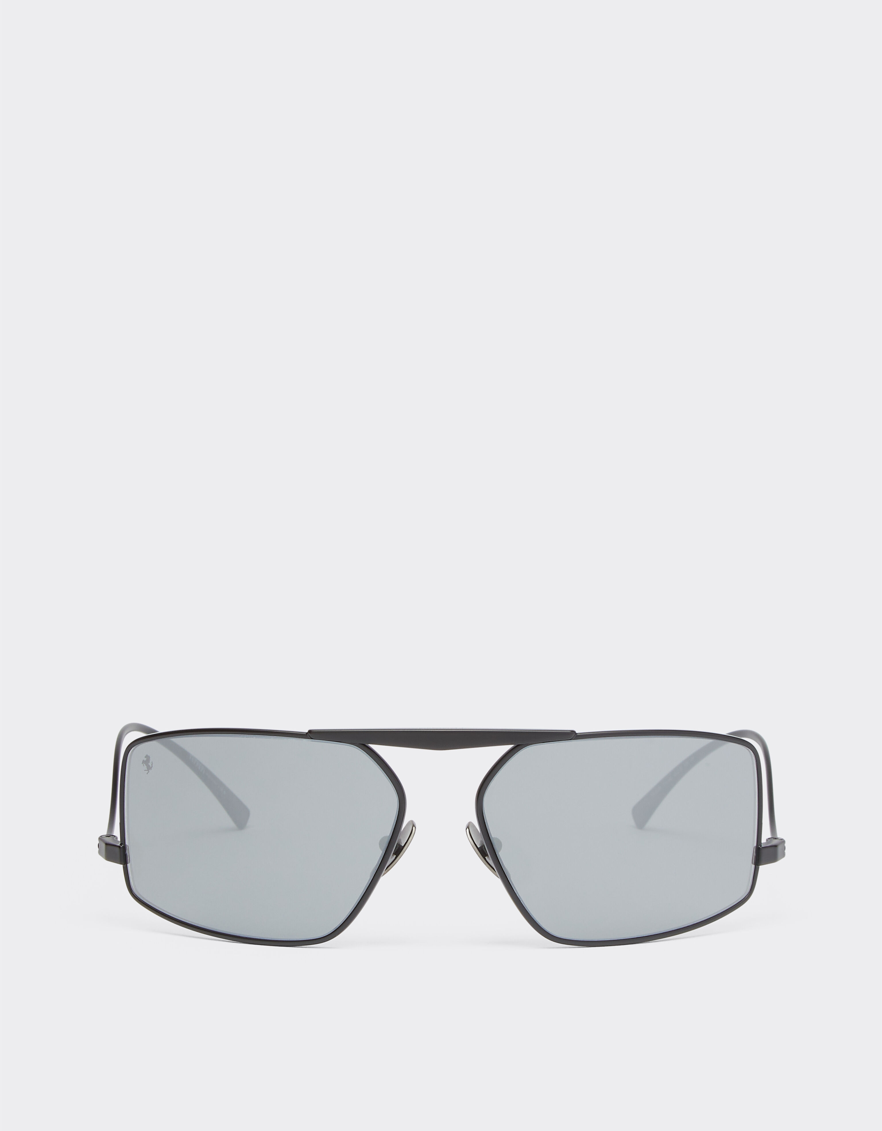 Ferrari Ferrari Sonnenbrille aus schwarzem Metall mit silberfarben verspiegelten Gläsern Mattschwarz F1250f