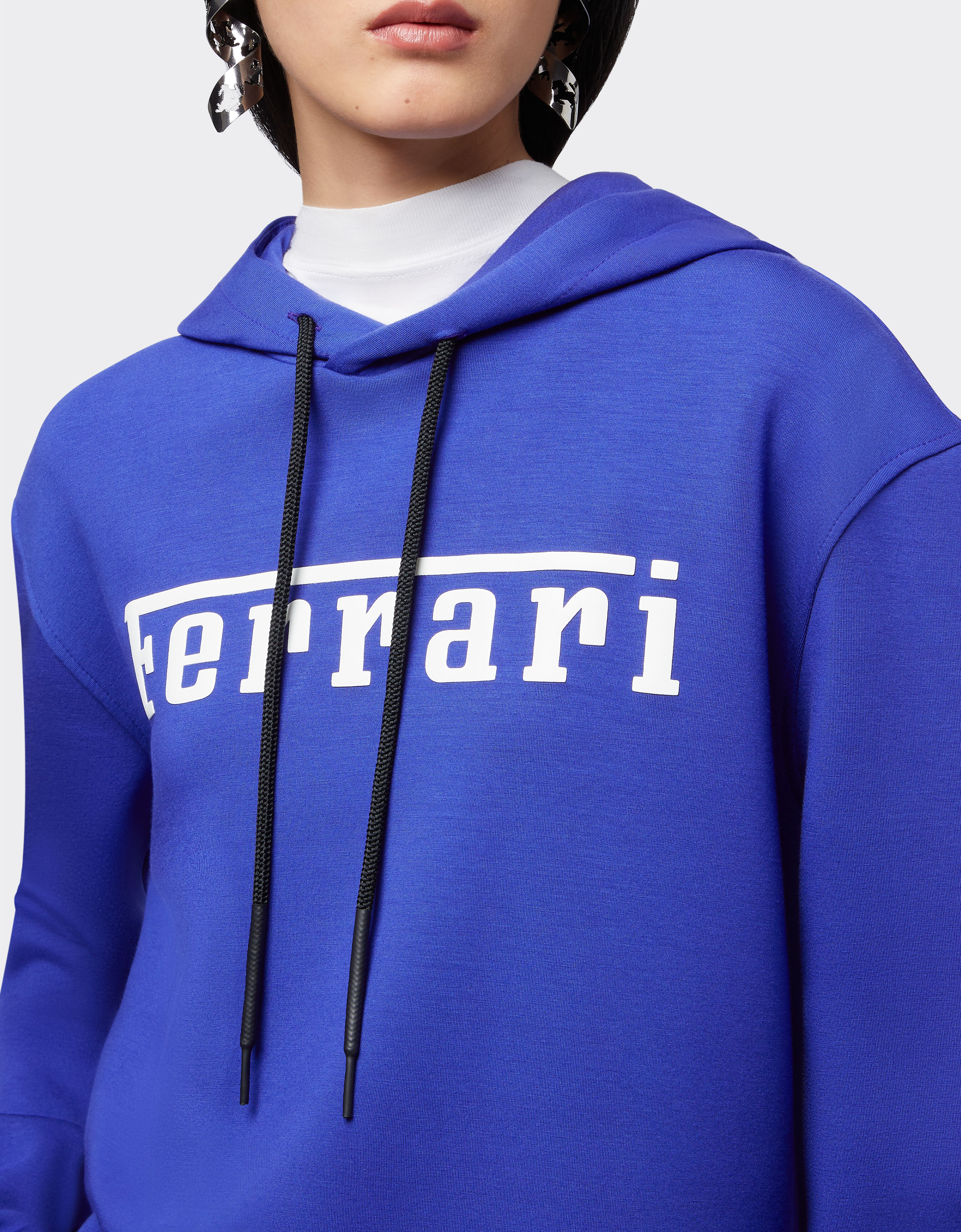 Ferrari Scuba knit sweatshirt with contrast Ferrari logo Antique Blue 47819f