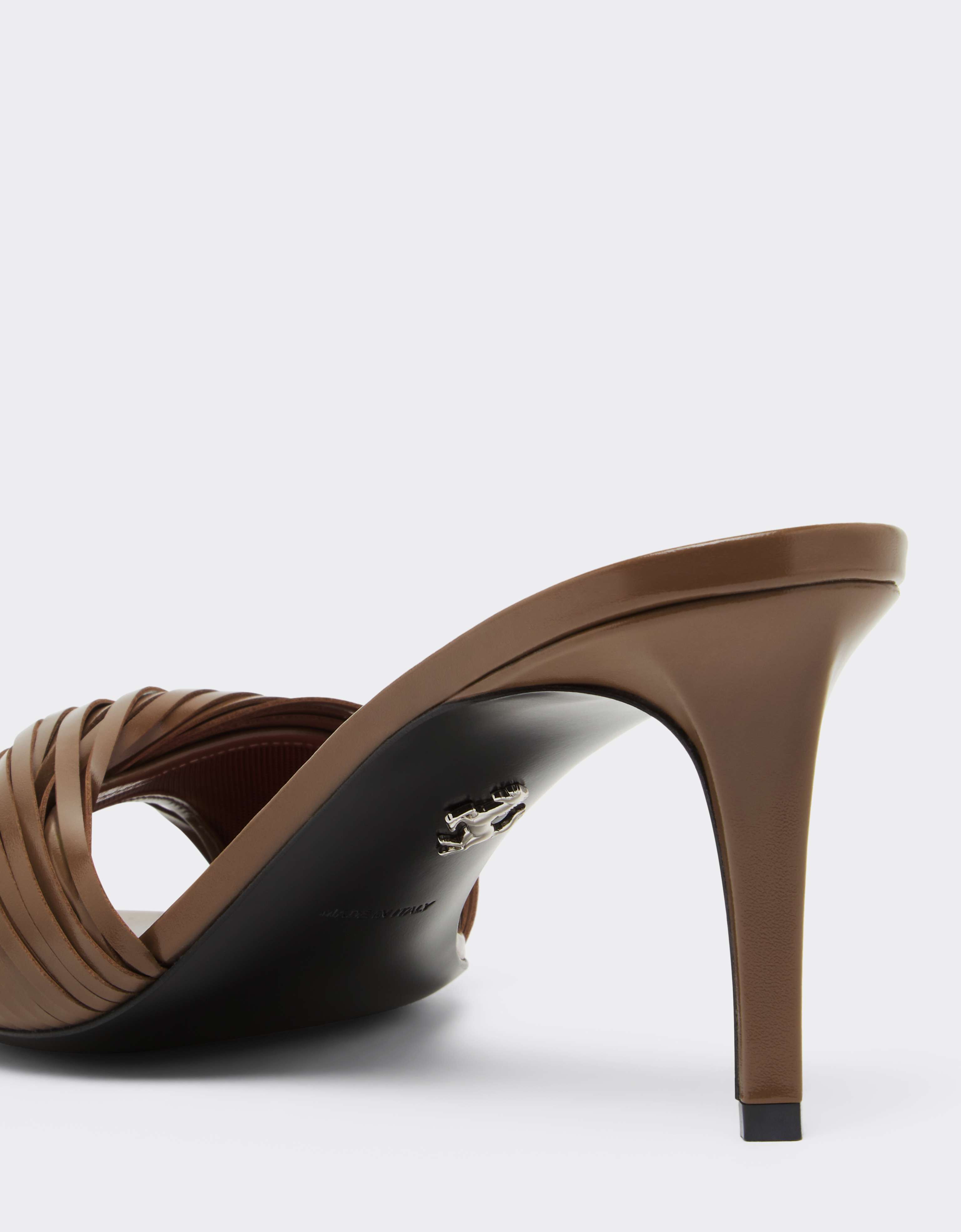Leather Mules with Carved Fringes Ferrari Leather Mules with Carved Fringes Caffè CSWML0004XL00007f