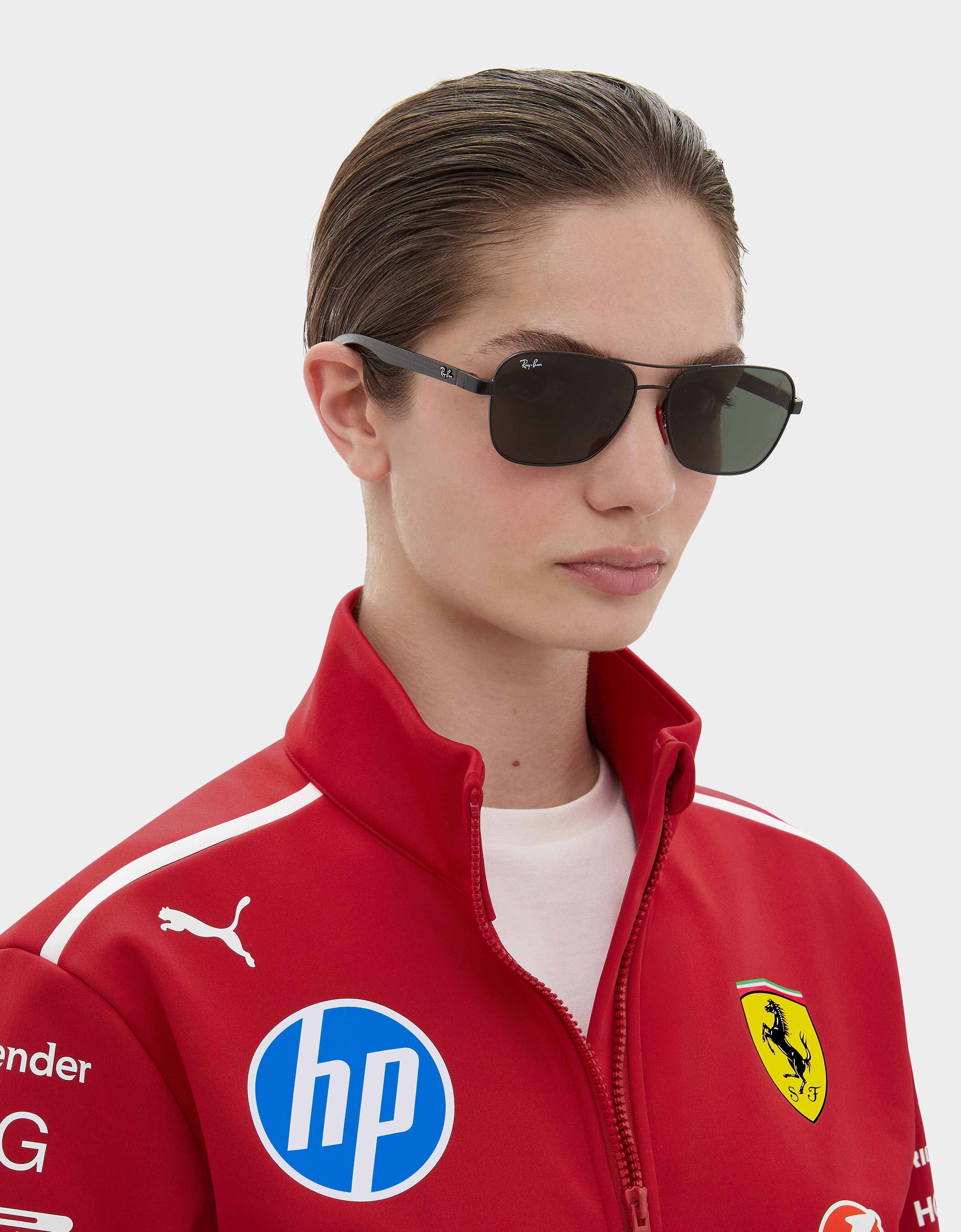 Ferrari 雷朋与法拉利车队合作款 RB8336M 深绿色镜片哑光黑色金属与深色碳纤维太阳镜 哑光黑 LA01Cf