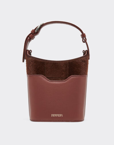 Ferrari Mini shearling bucket bag Espresso 49267f