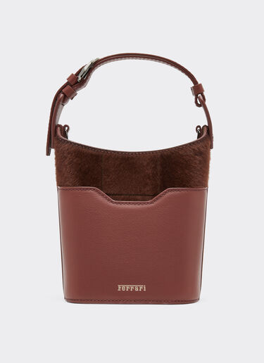 Ferrari Mini shearling bucket bag Espresso 49267f