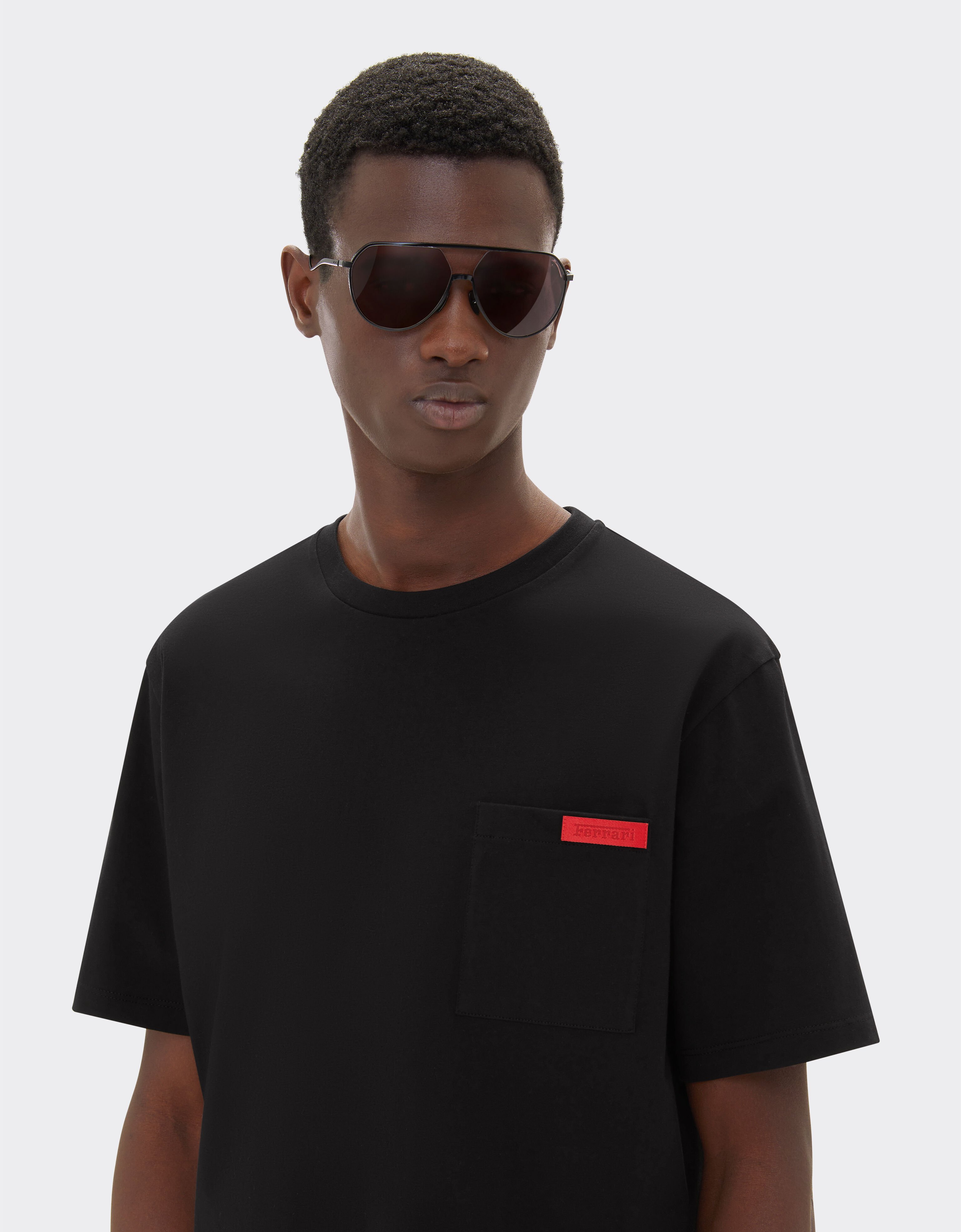 Ferrari Cotton T-shirt with pocket Black 22045f