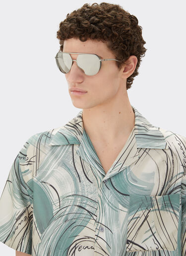 Ferrari Ferrari sunglasses in matt silver-tone titanium with silver mirror lenses Ingrid LA02Hf