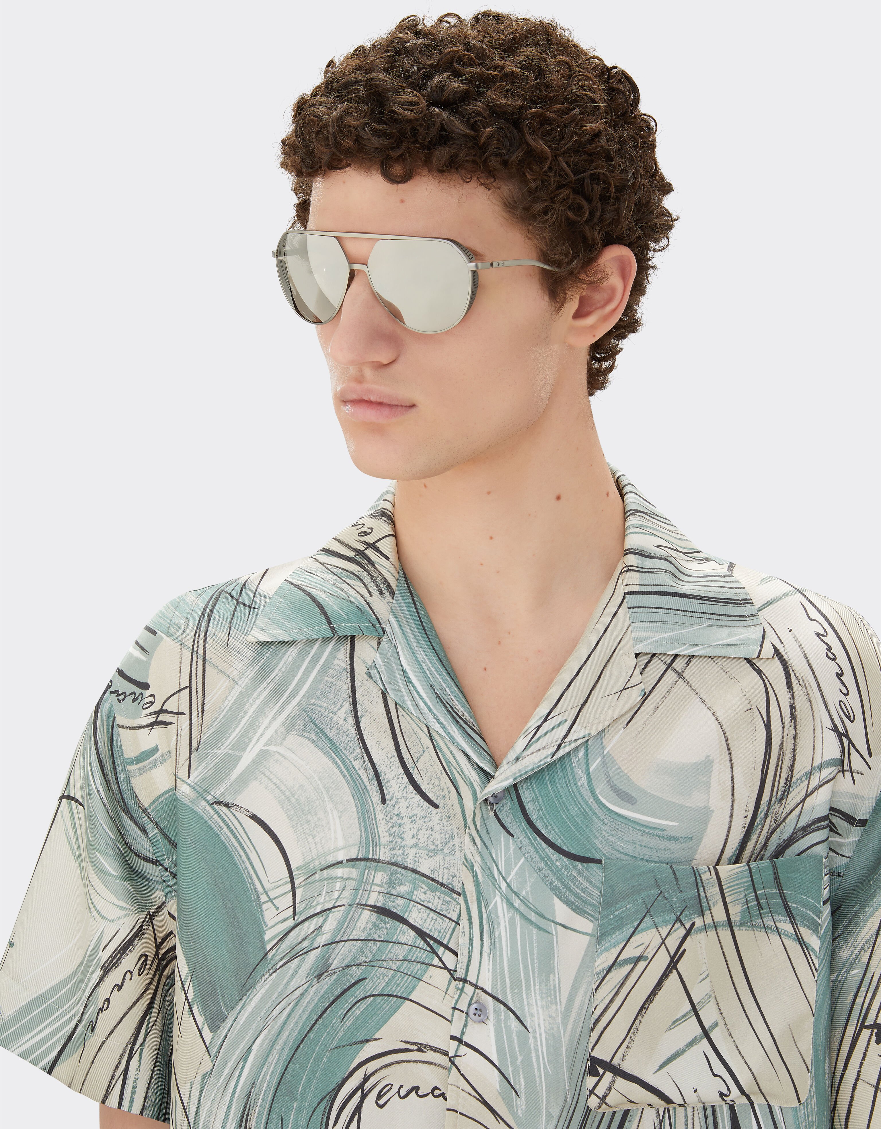 Ferrari Ferrari sunglasses in matt silver-tone titanium with silver mirror lenses Ingrid LA02Hf