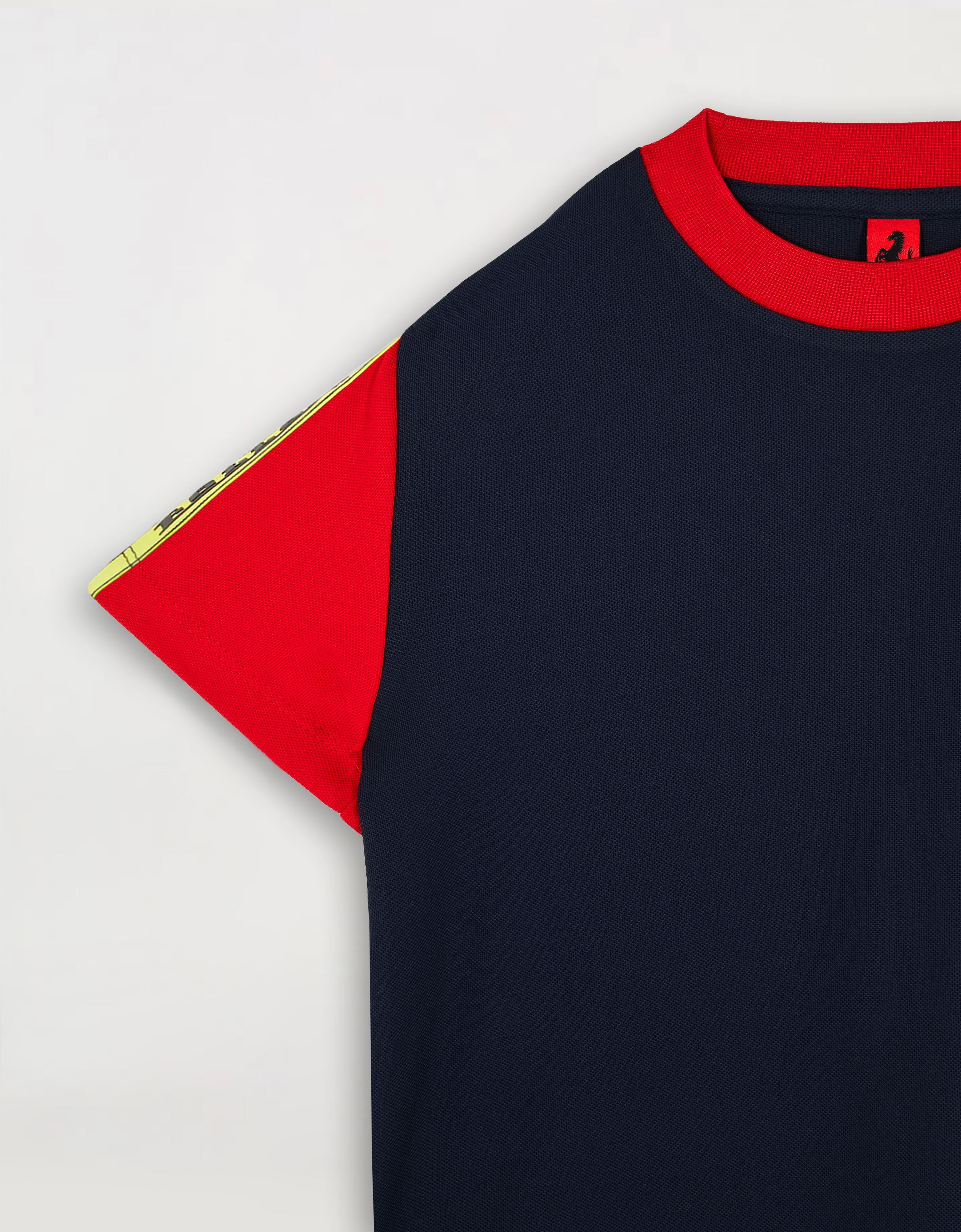 Ferrari T-Shirt für Jungen aus recyceltem technischem Pikee mit Ferrari-Logotape Navy 47252fK