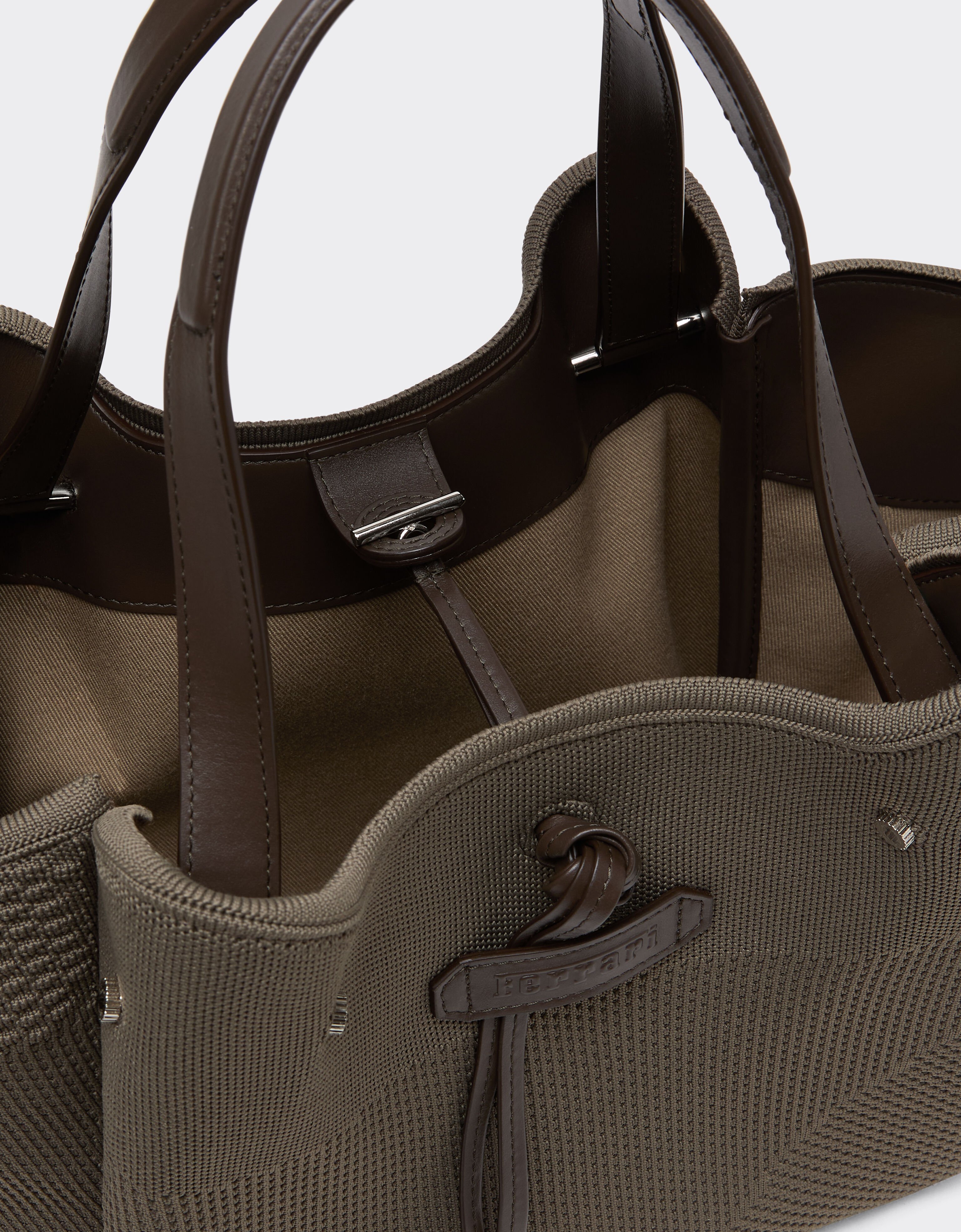 Ferrari Petit sac cabas Ferrari en maille et cuir Khaki Green 50416f