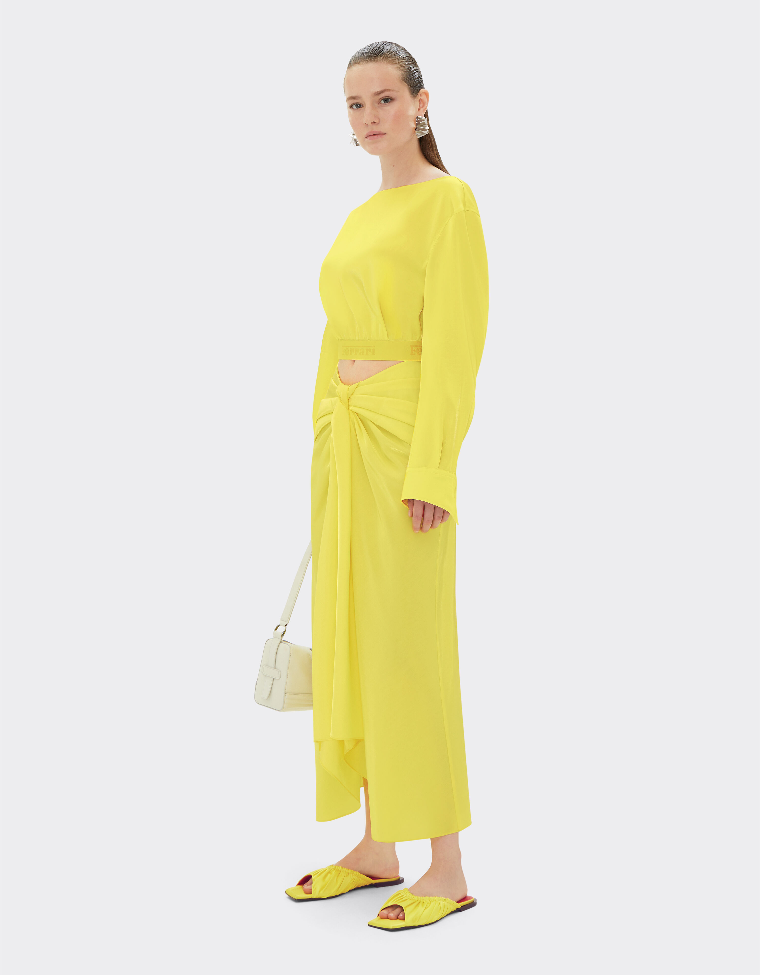 Ferrari Midi skirt in shiny viscose Giallo Modena 21880f