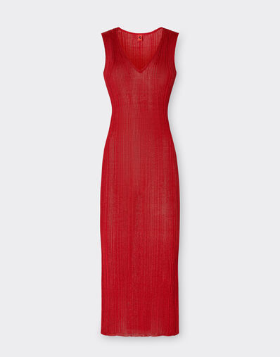 Ferrari Sleeveless dress in viscose and lurex Rosso Dino 21667f