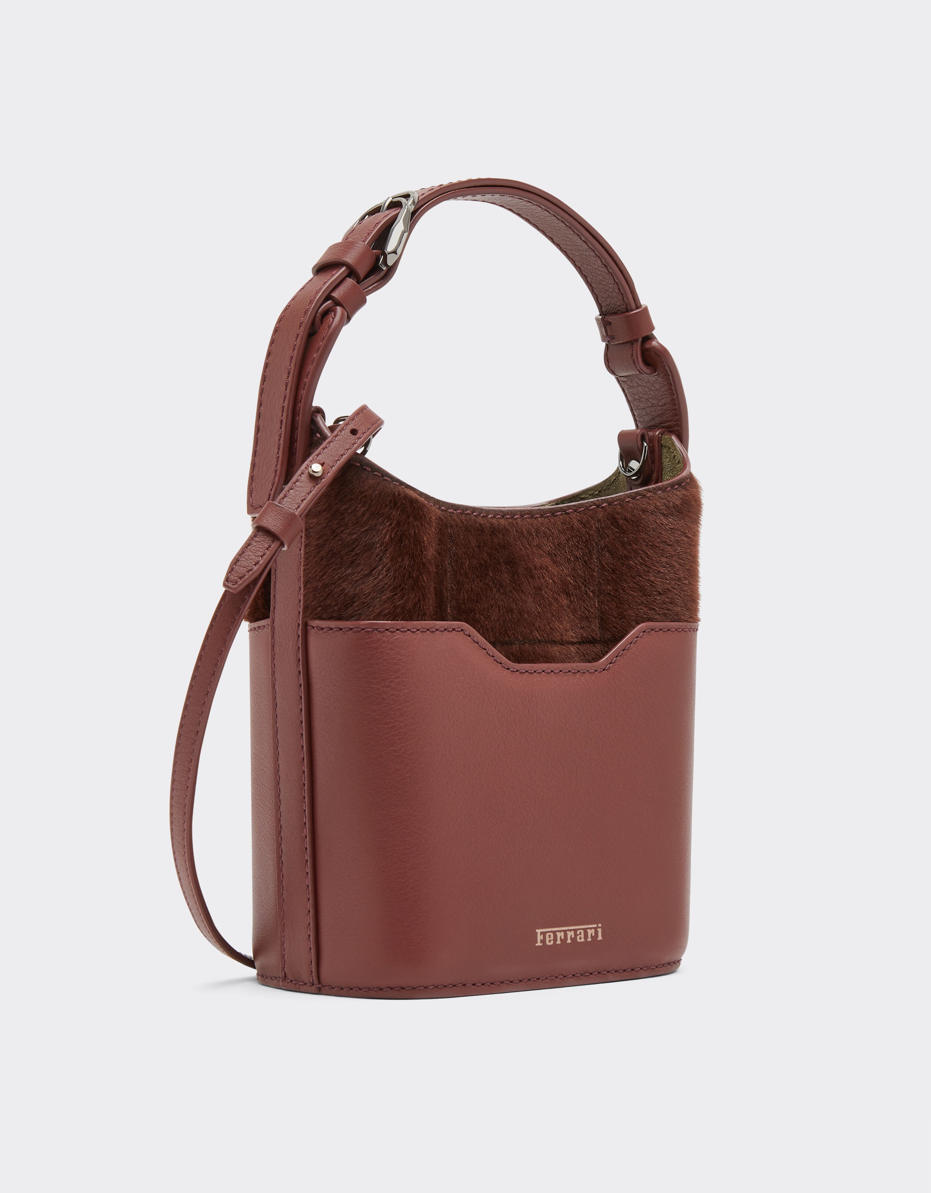 Ferrari Mini shearling bucket bag Espresso 49267f