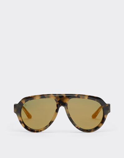 Ferrari Ferrari tortoiseshell brownacetate sunglasses with green gold mirrored lenses Tortoiseshell LA0EUf