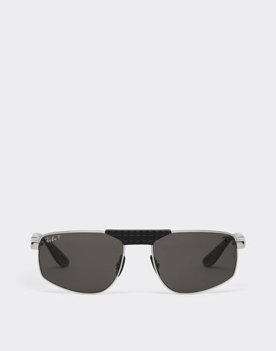 Ferrari Ray-Ban for Scuderia Ferrari RB3776M in silver and black metal with polarised dark grey lenses Silver LA0EHf
