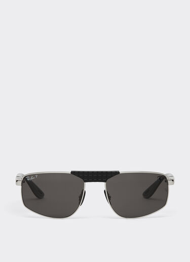 Ferrari Ray-Ban for Scuderia Ferrari RB3776M in silver and black metal with polarised dark grey lenses Silver LA0EHf