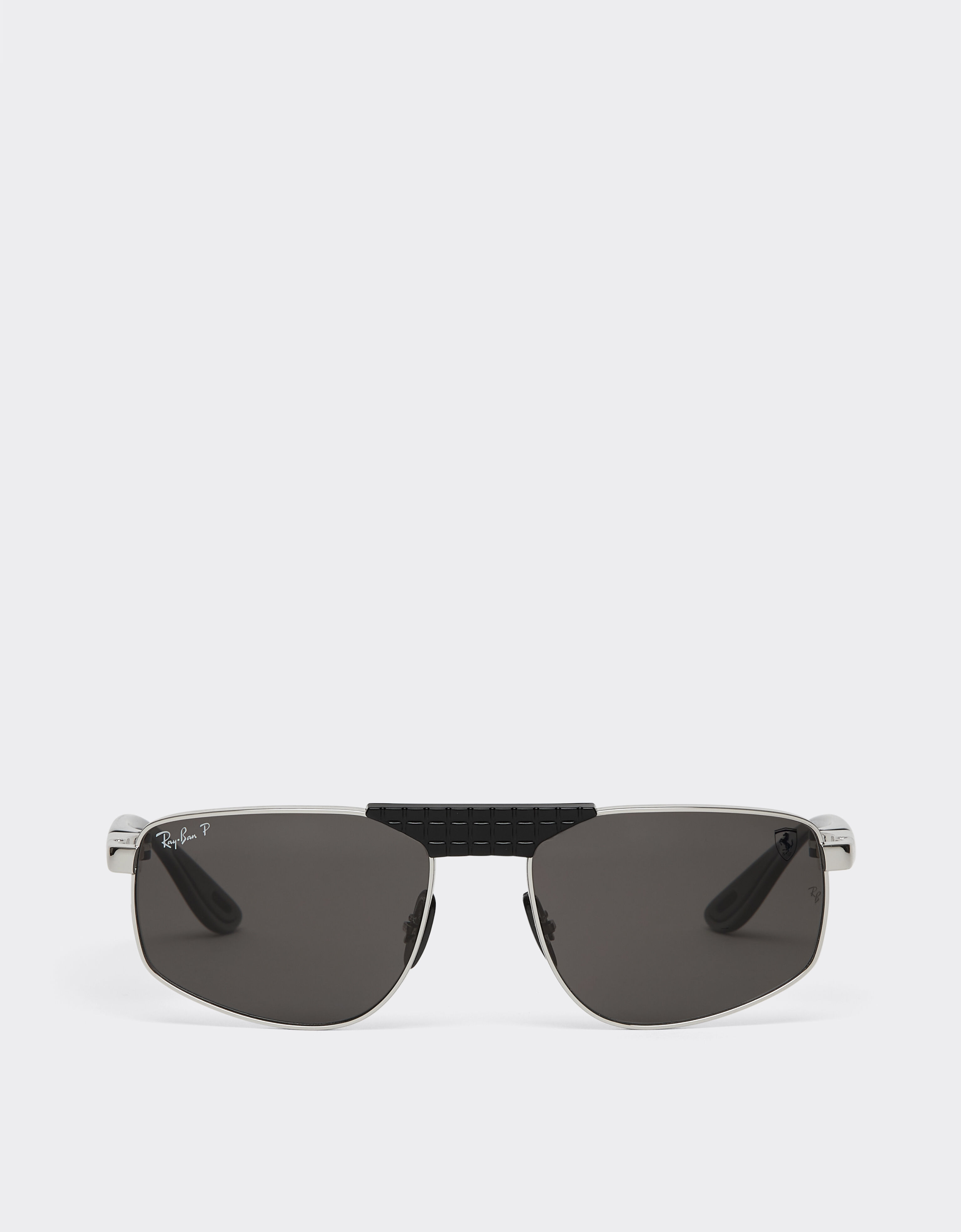 Ferrari Ray-Ban for Scuderia Ferrari RB3776M in silver and black metal with polarised dark grey lenses Silver LA0EHf
