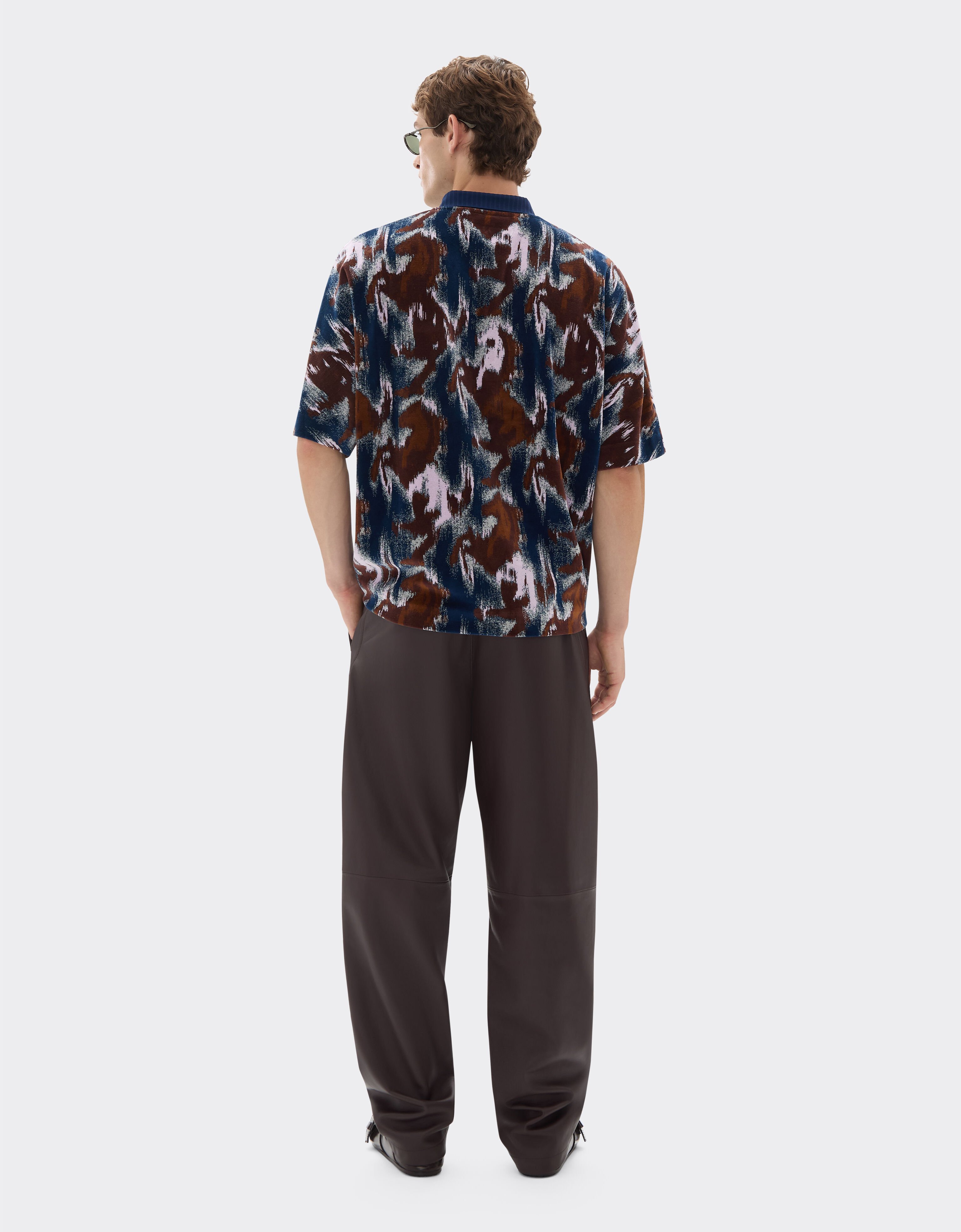 Ferrari Chenille polo shirt with Cavallino Ikat pattern Peacock 49272f