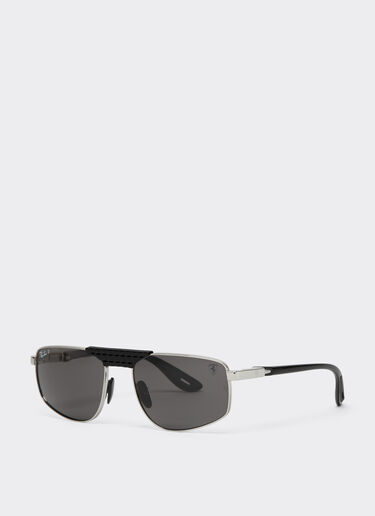 Ferrari Ray-Ban for Scuderia Ferrari RB3776M in silver and black metal with polarised dark grey lenses Silver LA0EHf