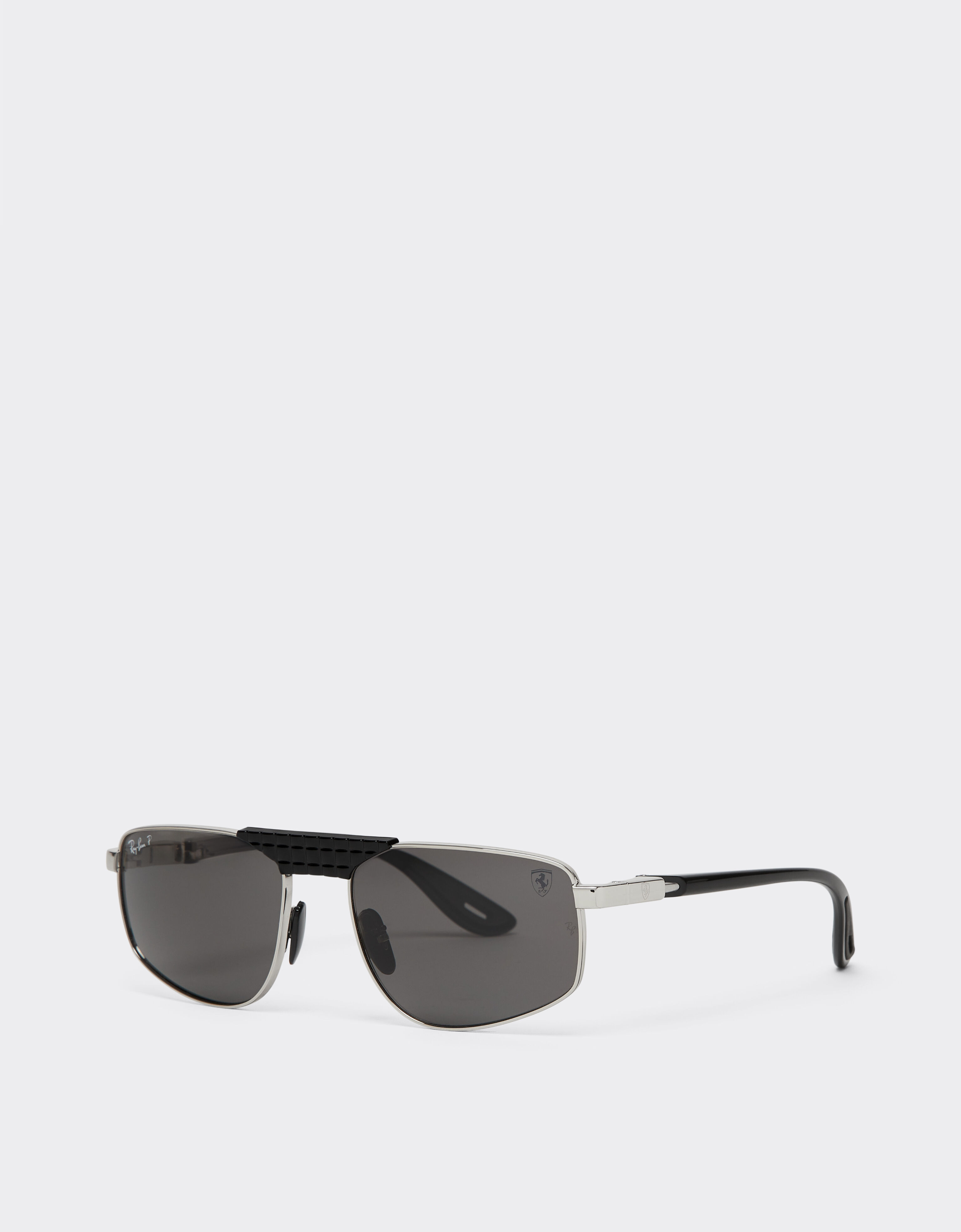 Ferrari Ray-Ban for Scuderia Ferrari RB3776M in silver and black metal with polarised dark grey lenses Silver LA0EHf