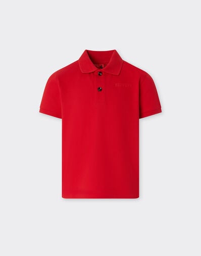 Ferrari Polo de algodón orgánico con logotipo Ferrari Rojo carrera 22760fK