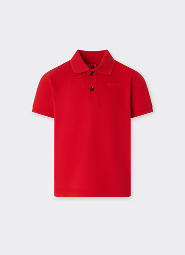 Ferrari Polo in cotone organico con logo Ferrari Rosso Corsa 22760fK