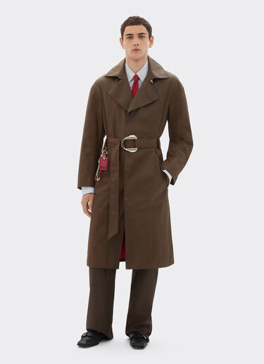 Ferrari Vintage-effect technical gabardine trench coat Khaki Green 49923f