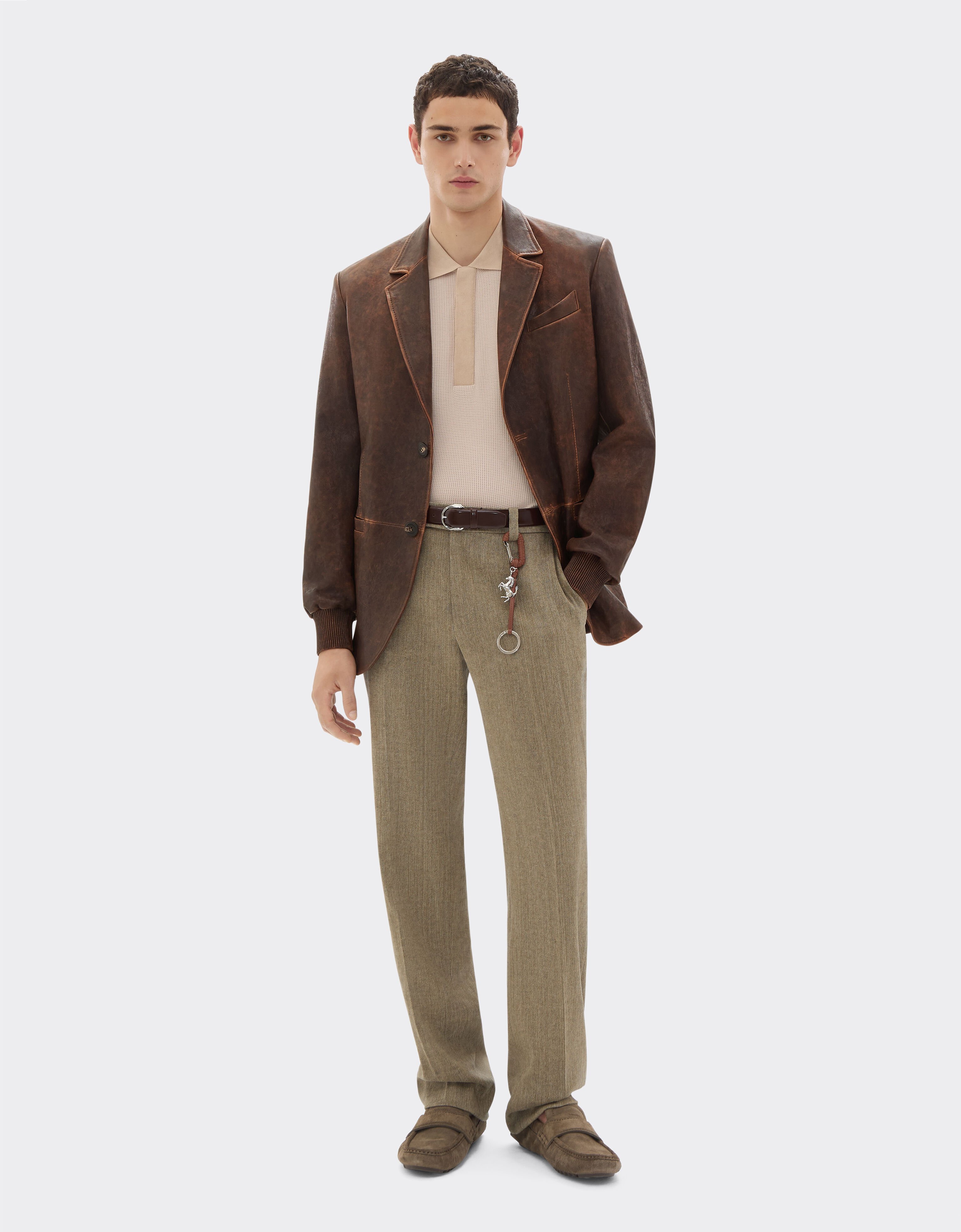 Ferrari blazer en cuir damassé Khaki Green 50087f