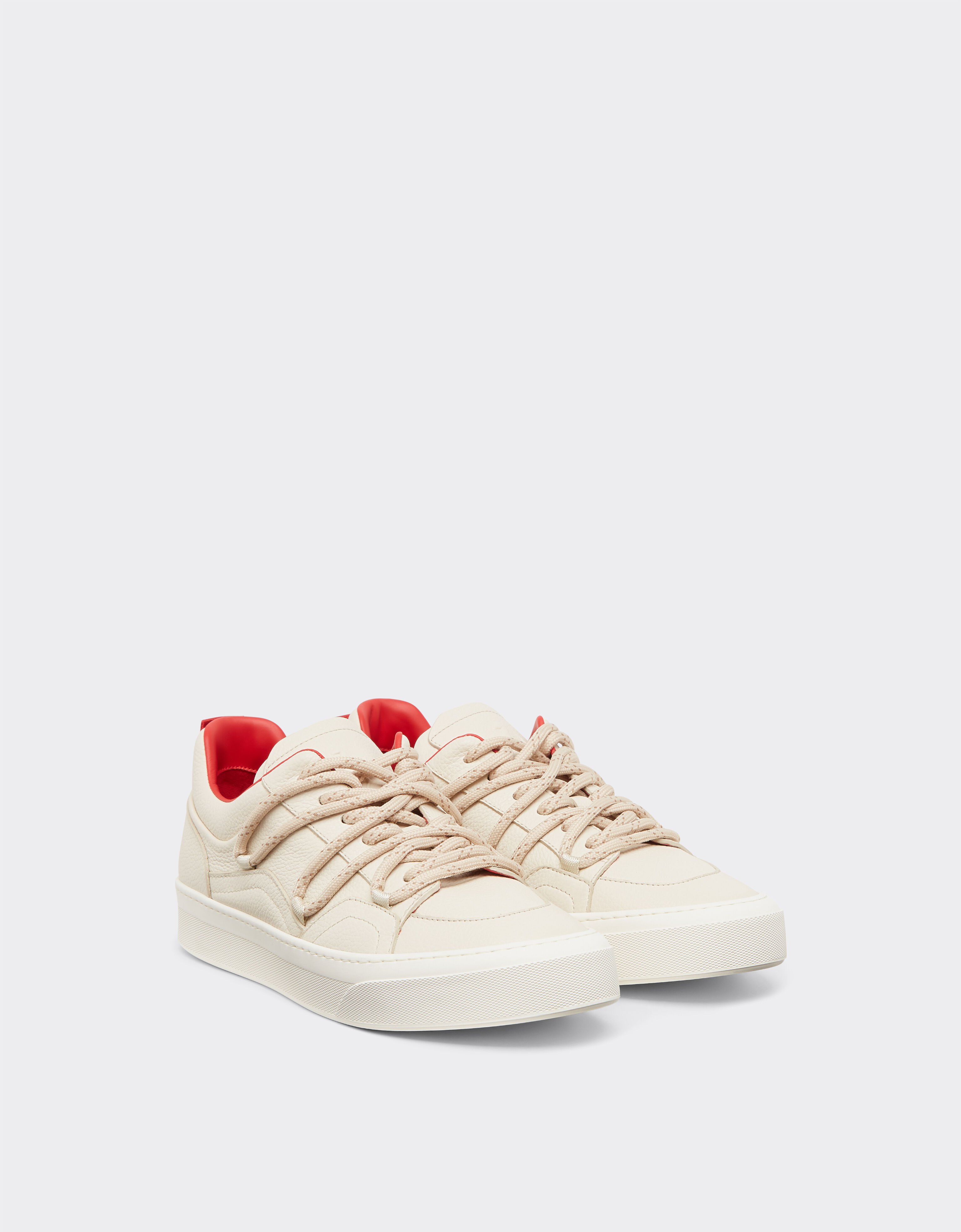 Ferrari Zapatillas de piel granulada Ecru 22036f