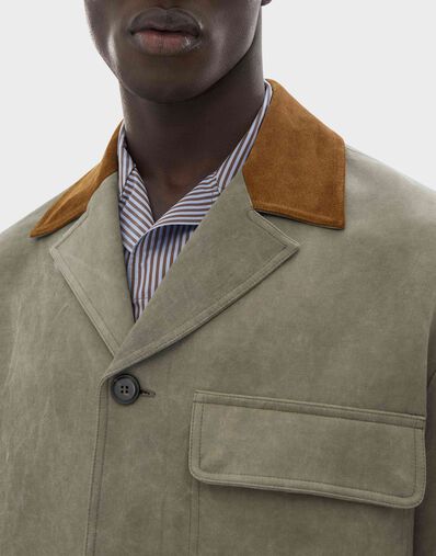Ferrari Cady Jacket with Contrast Collar Olive green CWMJK0006WVI0005f