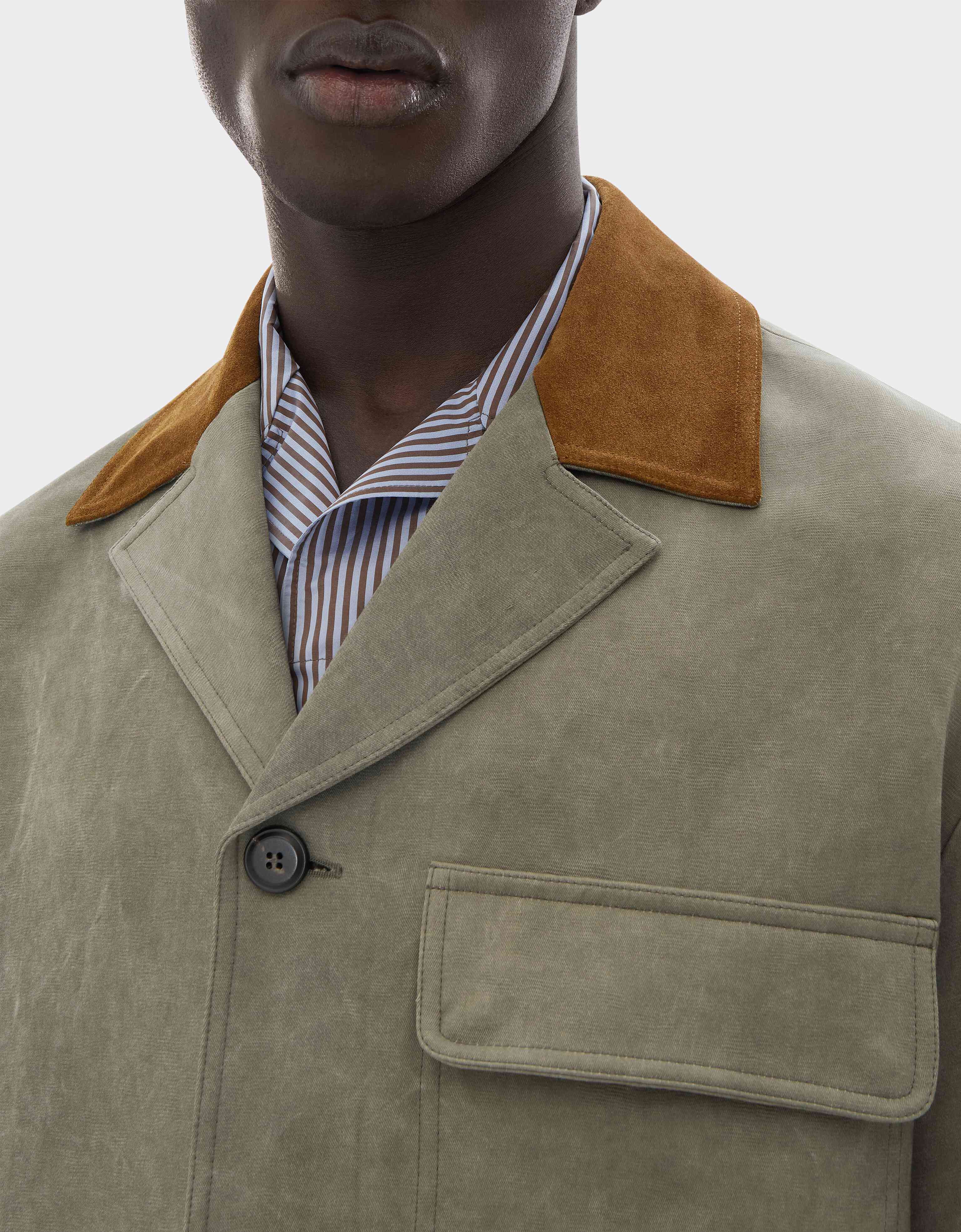 Ferrari Cady Jacket with Contrast Collar Olive green CWMJK0006WVI0005f