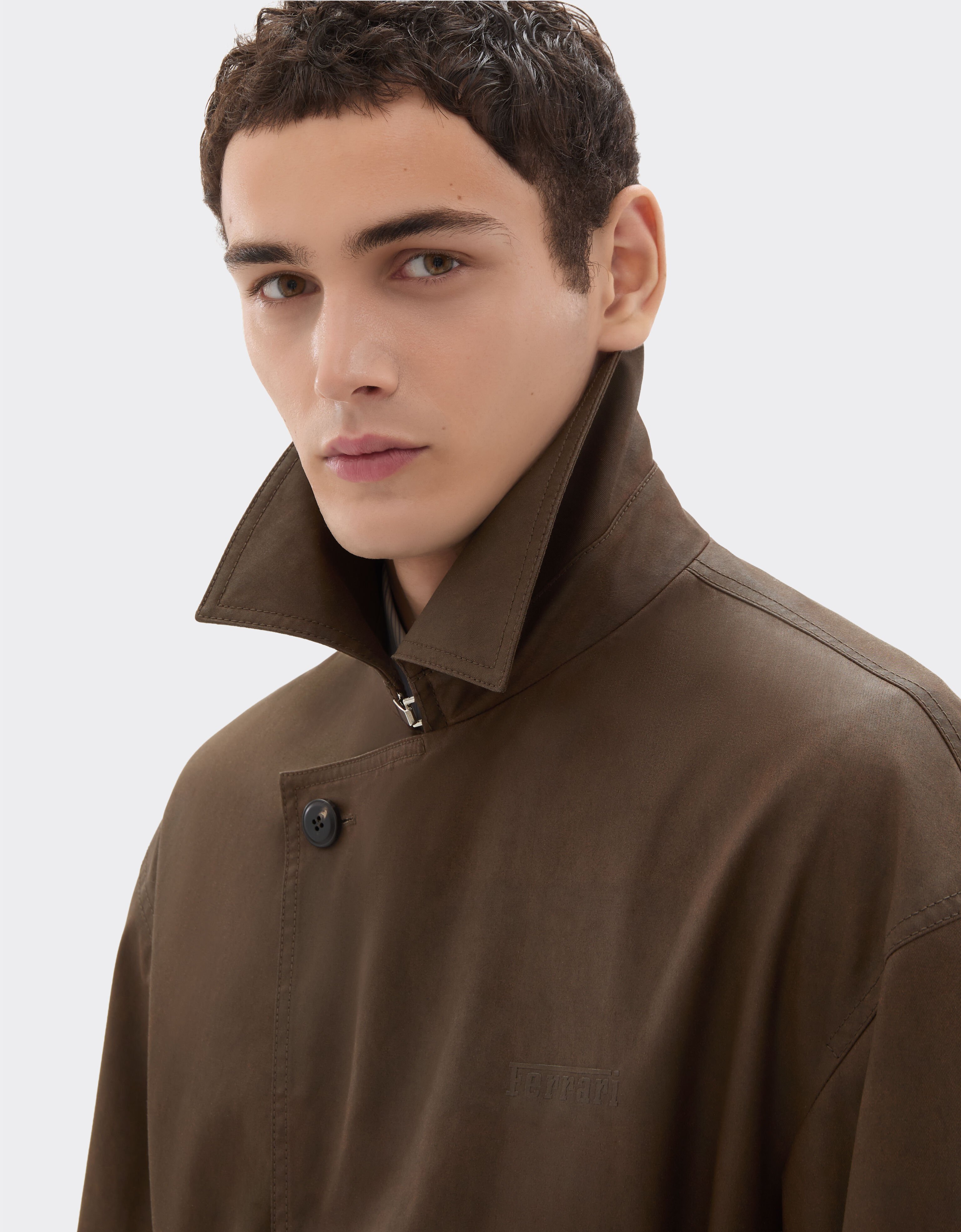 Vintage-effect technical gabardine trench coat Ferrari Vintage-effect technical gabardine trench coat Khaki Green 49923f