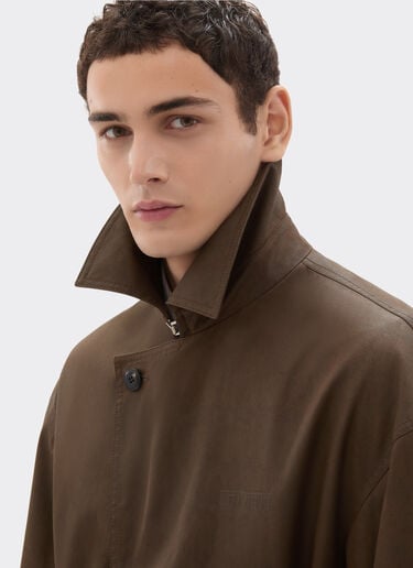 Vintage-effect technical gabardine trench coat Ferrari Vintage-effect technical gabardine trench coat Khaki Green 49923f