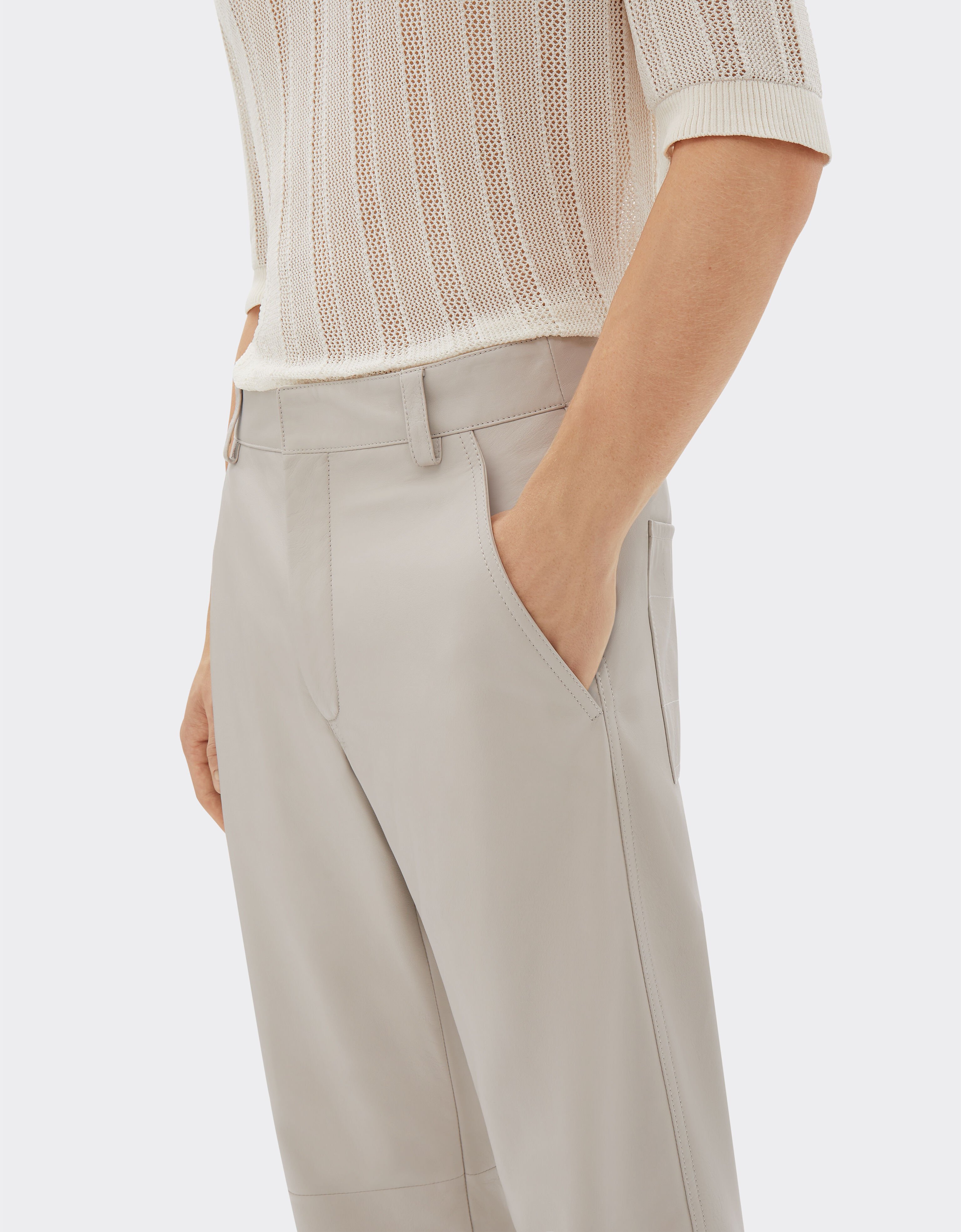 Ferrari Chinos in nappa leather Ecru 21777f