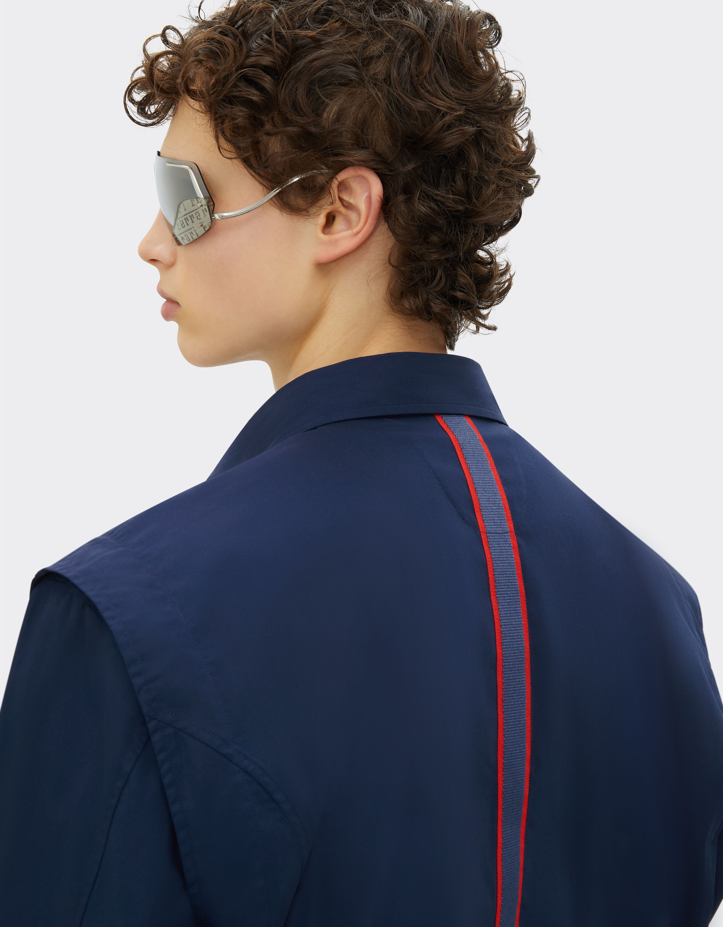 Ferrari Cotton shirt with 3D grosgrain taping Navy 48315f