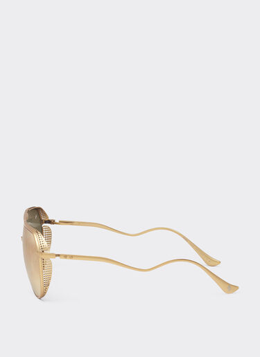Ferrari Ferrari sunglasses in matt gold-tone titanium with gold mirror yellow lenses Satin Gold LA02Of