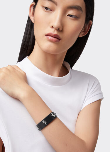 Ferrari Black leather bracelet with studs Black 20257f