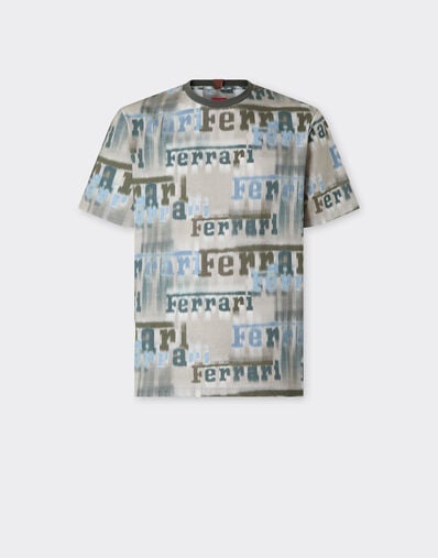 Ferrari T-shirt with Ferrari Ikat print Beige 22827f