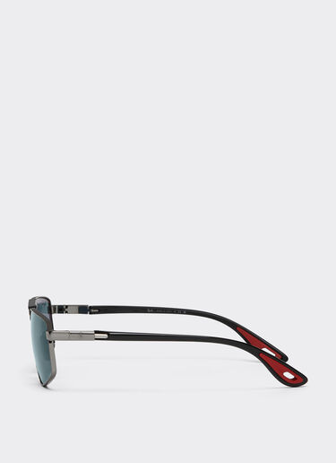 Ferrari Ray-Ban for Scuderia Ferrari RB3776M in gunmetal-coloured metal with blue lenses Gunmetal LA0EGf
