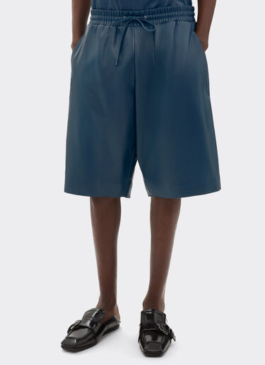 Ferrari Bermuda shorts in semi-gloss nappa leather Peacock 22459f