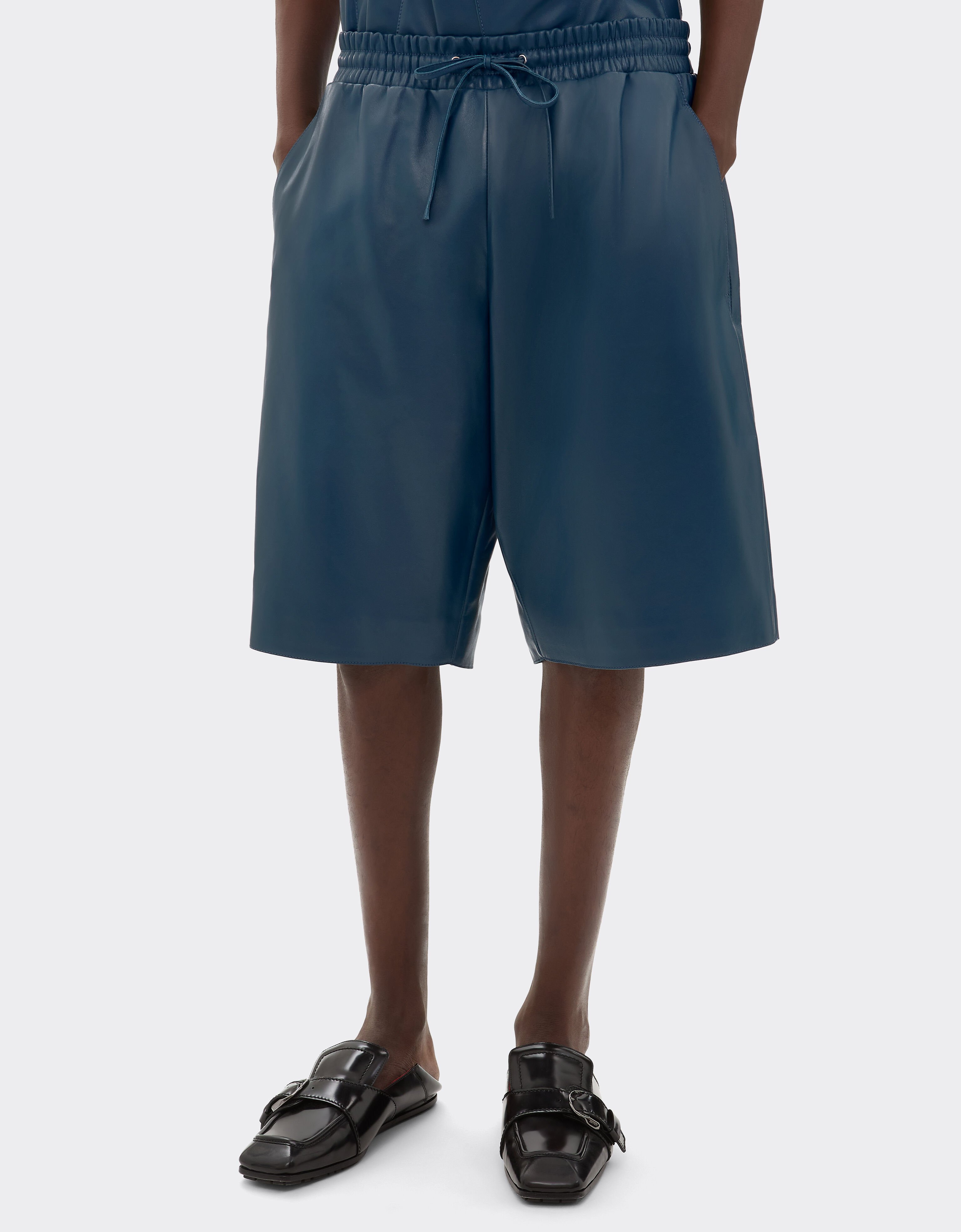 Ferrari Bermuda shorts in semi-gloss nappa leather Peacock 22459f