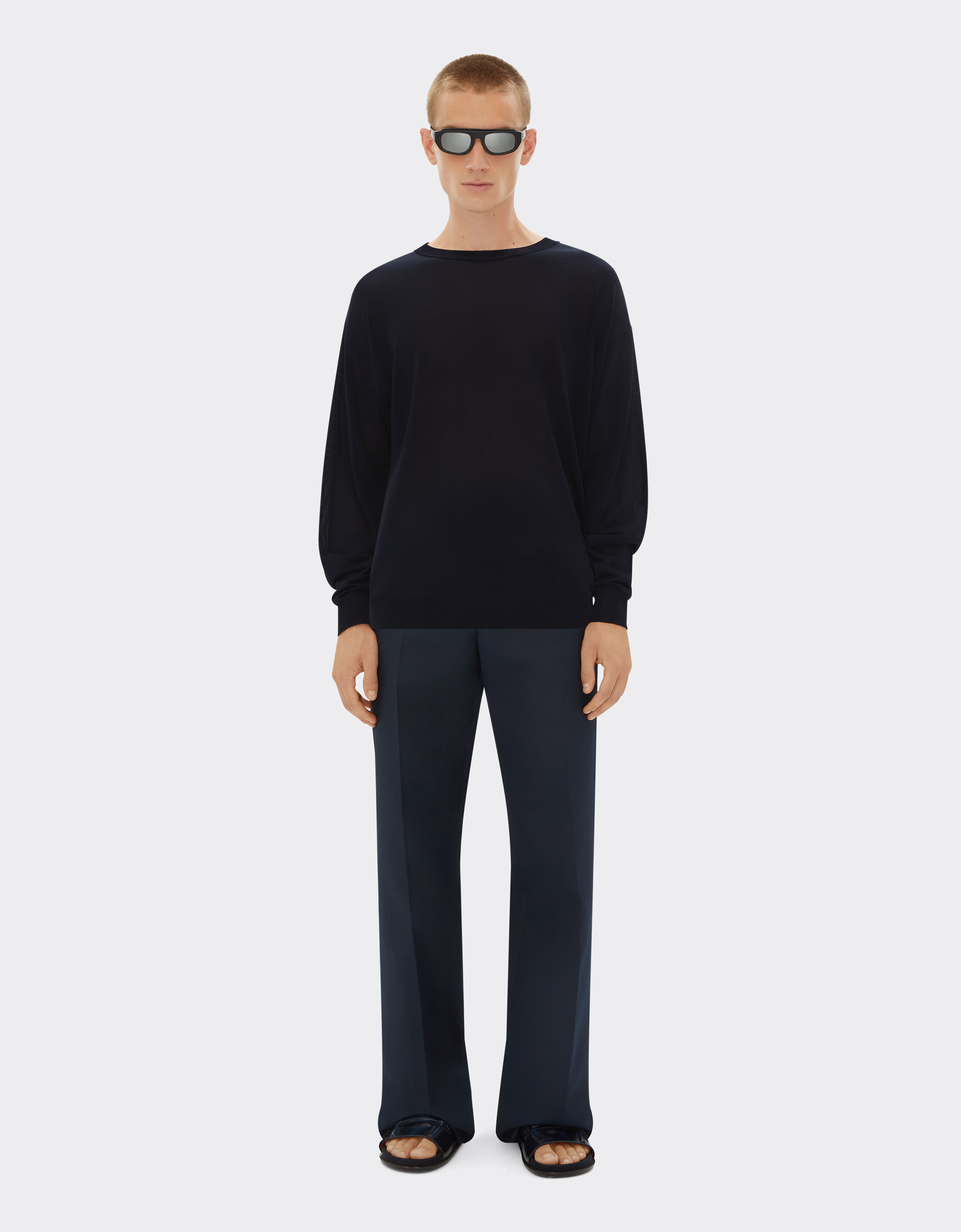 Ferrari Crew-neck jumper in silk and viscose Navy 21850f