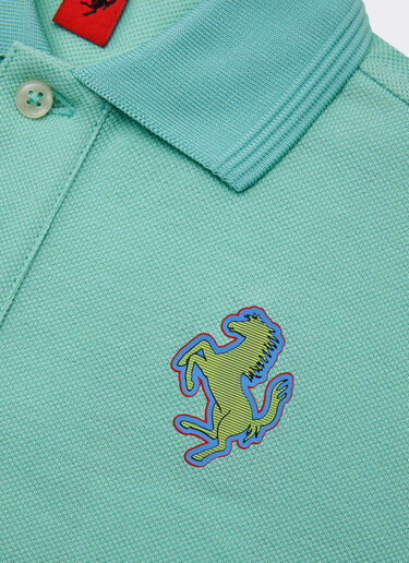 Ferrari Cotton piqué polo shirt with Prancing Horse patch Aquamarine 48531fK