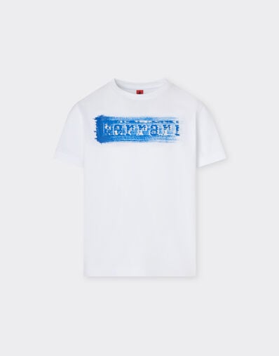 Ferrari Camiseta de algodón con logotipo Ferrari cepillado Blanco óptico 22464fK